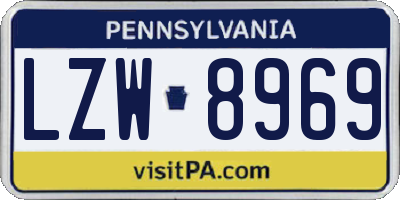 PA license plate LZW8969