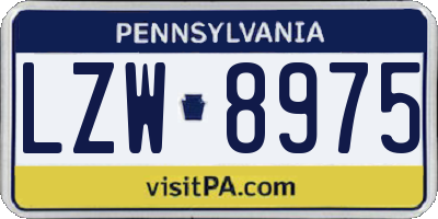 PA license plate LZW8975