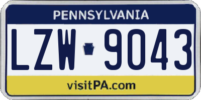 PA license plate LZW9043