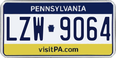 PA license plate LZW9064