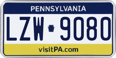 PA license plate LZW9080