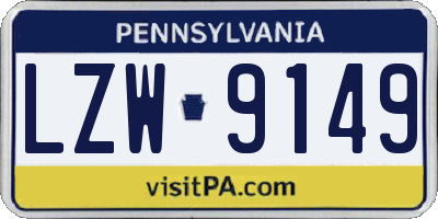 PA license plate LZW9149