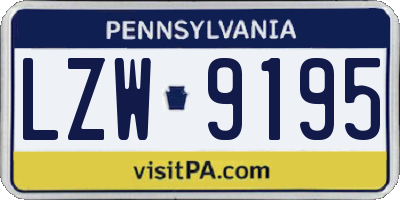 PA license plate LZW9195