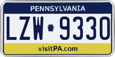 PA license plate LZW9330