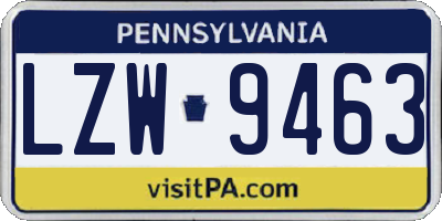 PA license plate LZW9463