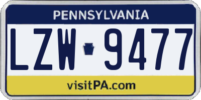 PA license plate LZW9477