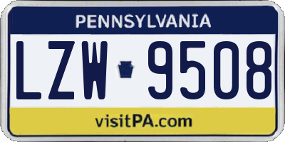 PA license plate LZW9508