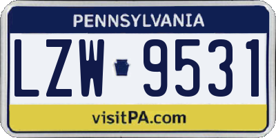 PA license plate LZW9531
