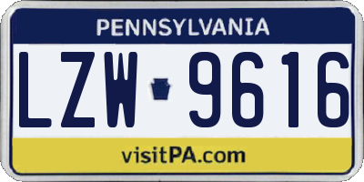 PA license plate LZW9616