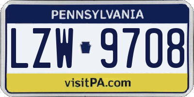 PA license plate LZW9708