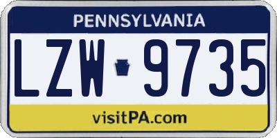 PA license plate LZW9735