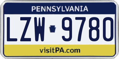 PA license plate LZW9780