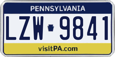 PA license plate LZW9841