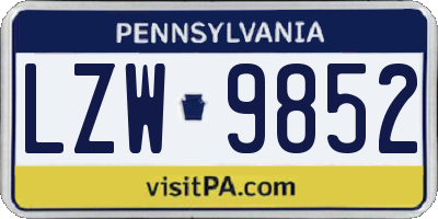 PA license plate LZW9852