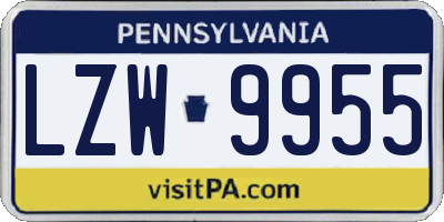 PA license plate LZW9955