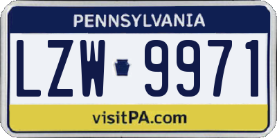 PA license plate LZW9971