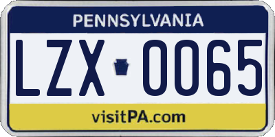 PA license plate LZX0065