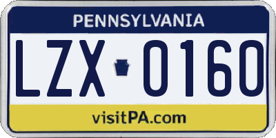 PA license plate LZX0160