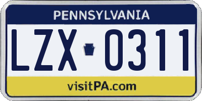 PA license plate LZX0311