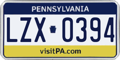 PA license plate LZX0394