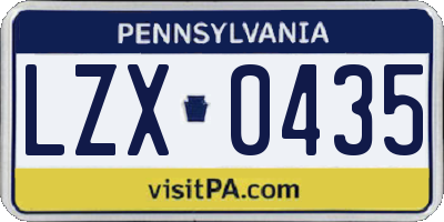 PA license plate LZX0435