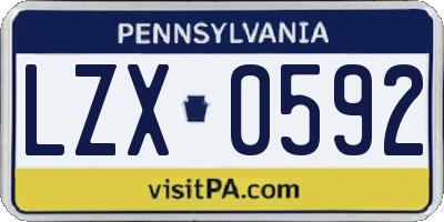 PA license plate LZX0592