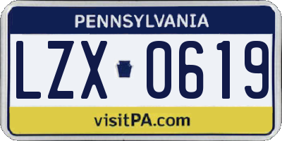 PA license plate LZX0619