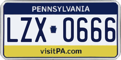 PA license plate LZX0666