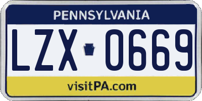 PA license plate LZX0669