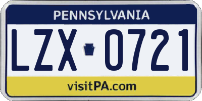 PA license plate LZX0721