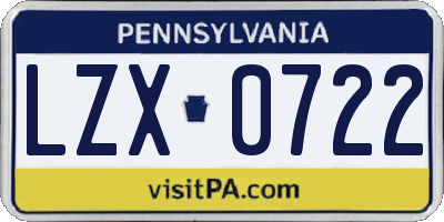 PA license plate LZX0722