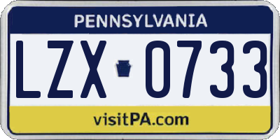 PA license plate LZX0733