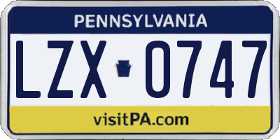 PA license plate LZX0747