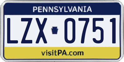 PA license plate LZX0751