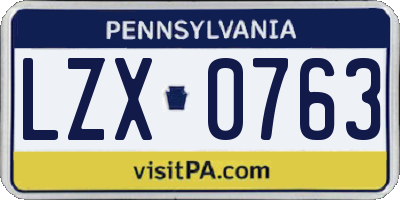 PA license plate LZX0763