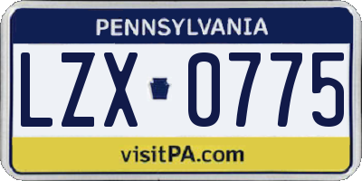 PA license plate LZX0775