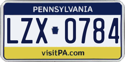 PA license plate LZX0784