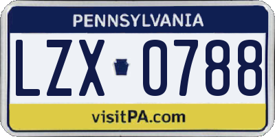 PA license plate LZX0788