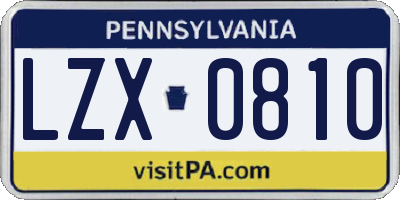 PA license plate LZX0810