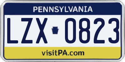 PA license plate LZX0823
