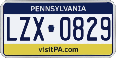 PA license plate LZX0829