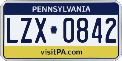 PA license plate LZX0842