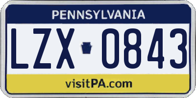 PA license plate LZX0843