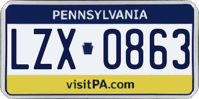 PA license plate LZX0863