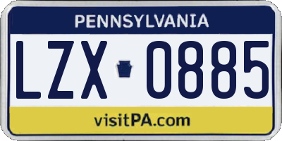 PA license plate LZX0885