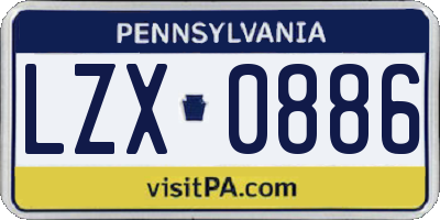PA license plate LZX0886