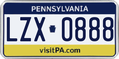 PA license plate LZX0888