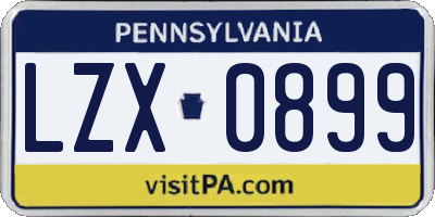 PA license plate LZX0899