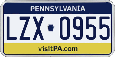 PA license plate LZX0955