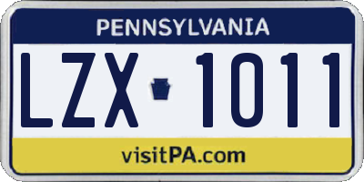PA license plate LZX1011